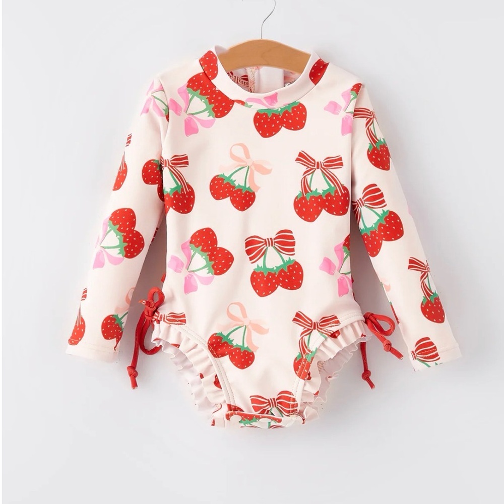Strawberry Print Infant Swimsuit 6M